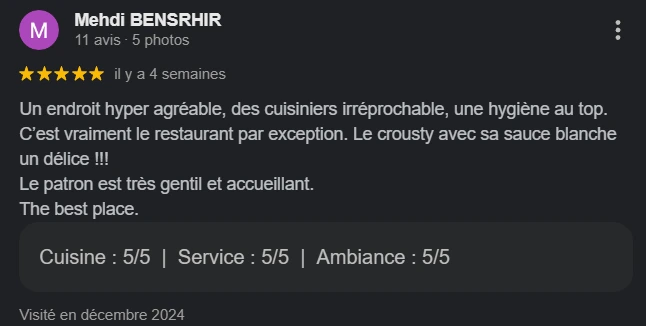 Avis de Mehdi